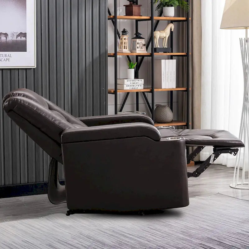 Power Leather Recliner Chair Home Theater Seating Soft