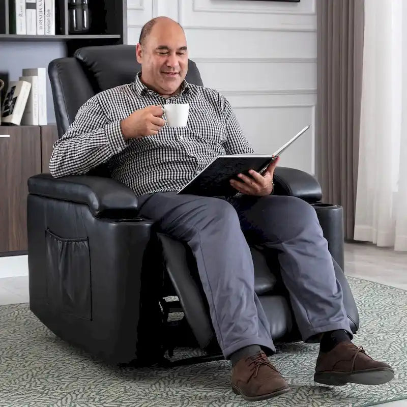 Power Leather Recliner Chair Home Theater Seating Soft