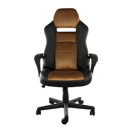 Elama High Back Adjustable Faux Leather Office Chair in Black and Brown