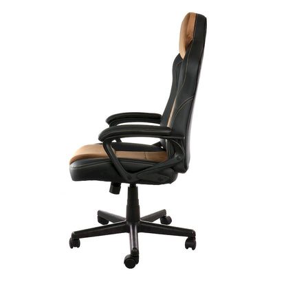 Elama High Back Adjustable Faux Leather Office Chair in Black and Brown