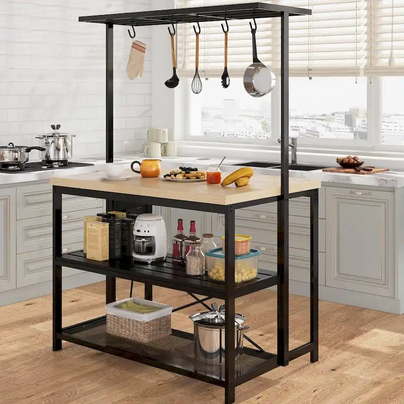 47 Kitchen Island Table Microwave Stand Oven Shelf with Storage - 47D x 28W x 72H