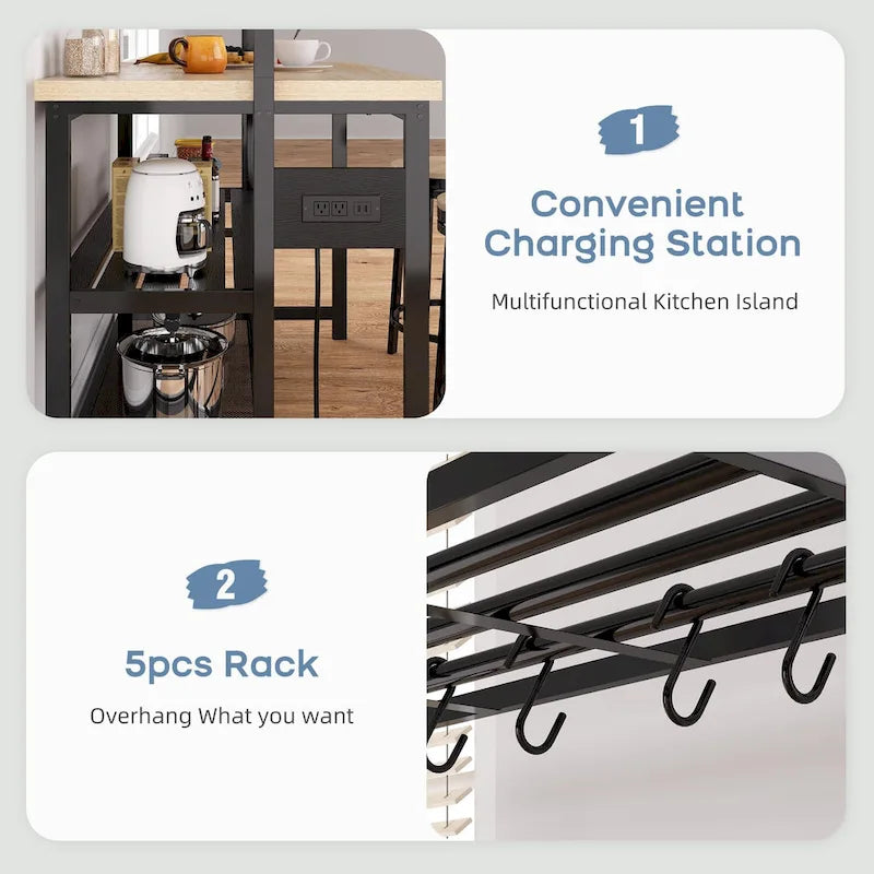 47 Kitchen Island Table Microwave Stand Oven Shelf with Storage - 47D x 28W x 72H