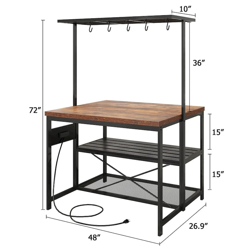 47 Kitchen Island Table Microwave Stand Oven Shelf with Storage - 47D x 28W x 72H