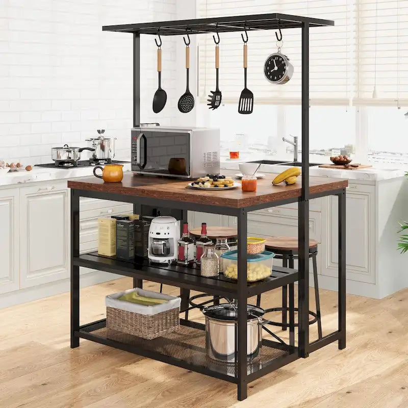47 Kitchen Island Table Microwave Stand Oven Shelf with Storage - 47D x 28W x 72H