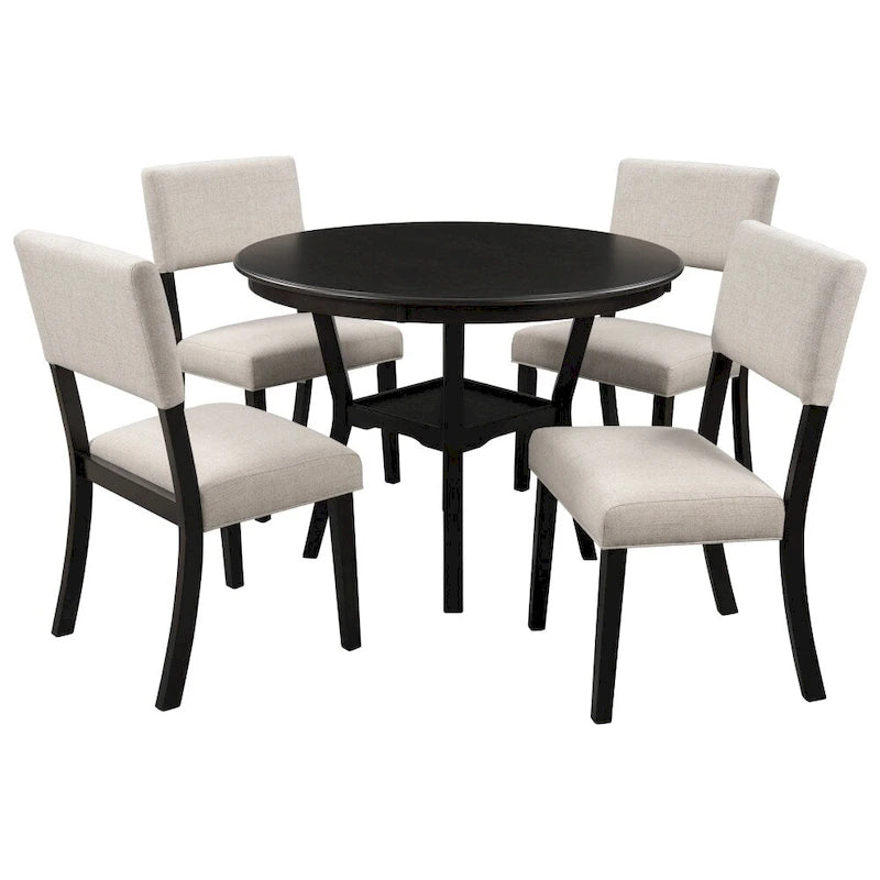 5-Piece Kitchen Dining Table Set with 4 Upholstered Chairs