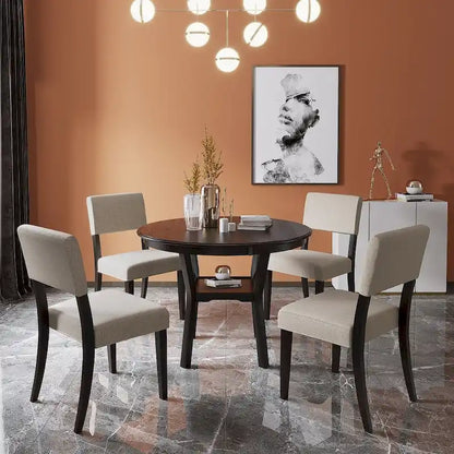 5-Piece Kitchen Dining Table Set with 4 Upholstered Chairs