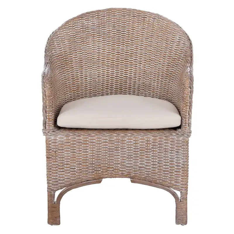 SAFAVIEH Aglaja Rattan Accent Chair with Cushion - 22 W x 26.8 L x 33.5 H - 22Wx27Dx33H