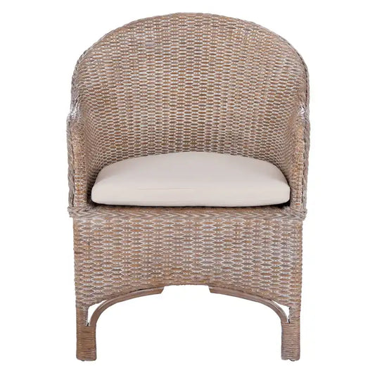 SAFAVIEH Aglaja Rattan Accent Chair with Cushion - 22 W x 26.8 L x 33.5 H - 22Wx27Dx33H