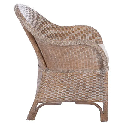 SAFAVIEH Aglaja Rattan Accent Chair with Cushion - 22 W x 26.8 L x 33.5 H - 22Wx27Dx33H