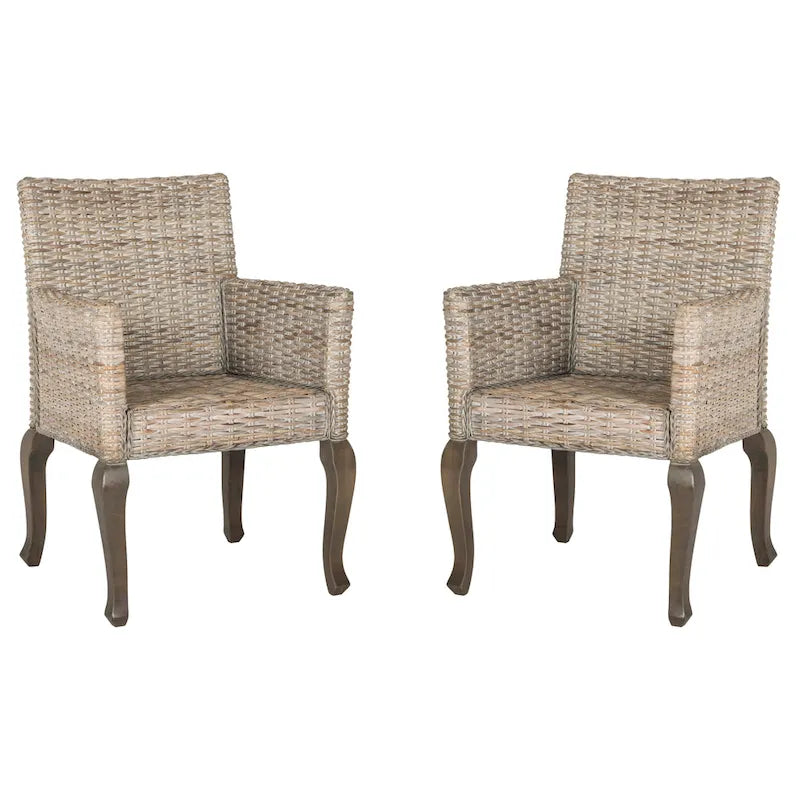 SAFAVIEH Alearda Natural Dining Chair (Set of 2) - 23 x 24.4 x 34 - 23Wx24Dx34H