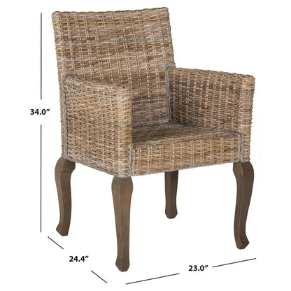 SAFAVIEH Alearda Natural Dining Chair (Set of 2) - 23 x 24.4 x 34 - 23Wx24Dx34H