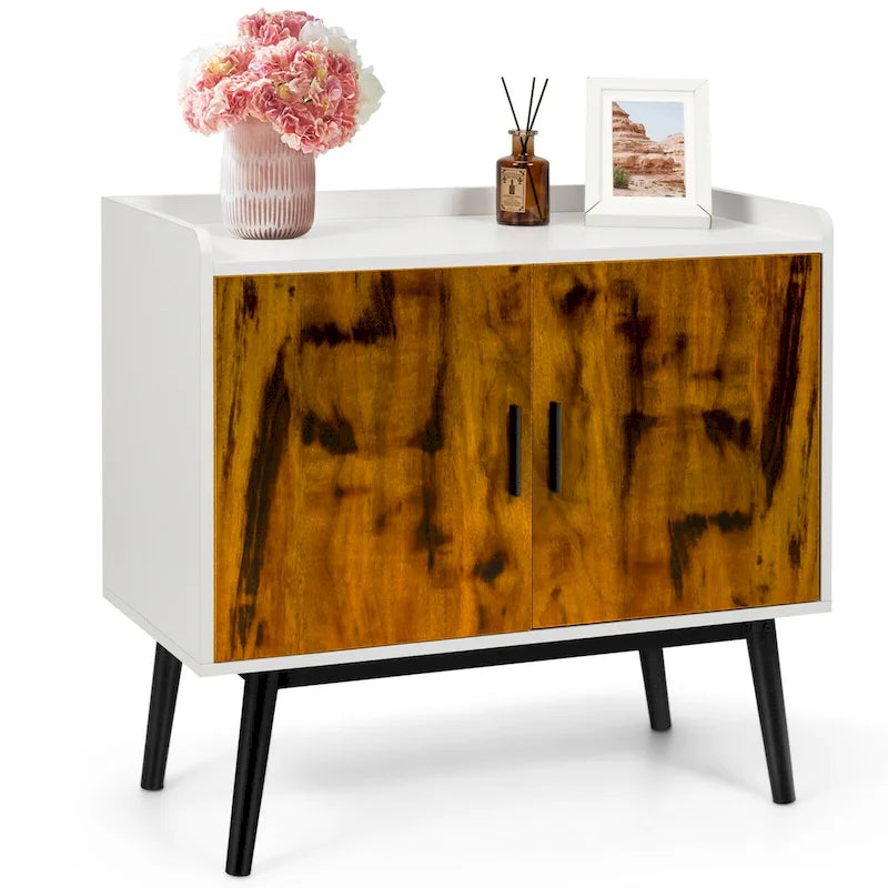 Gymax Sideboard Buffet Storage Cabinet w/2 Door Metal Legs Accent - 32 x 15 x 29 (L x W x H)