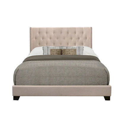 Morgan Beige Fabric Upholstered Tufted Bed