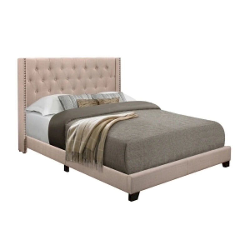 Morgan Beige Fabric Upholstered Tufted Bed