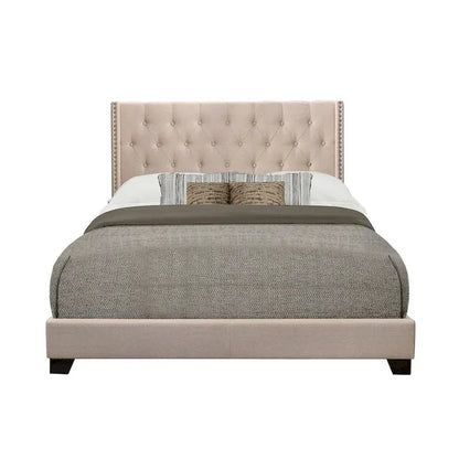 Morgan Beige Fabric Upholstered Tufted Bed