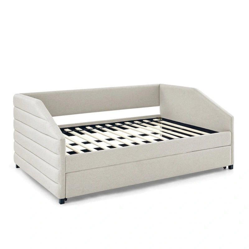 Twin Size Daybed with Two Drawers Upholstered Tufted Sofa Bed