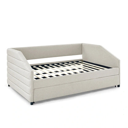 Twin Size Daybed with Two Drawers Upholstered Tufted Sofa Bed