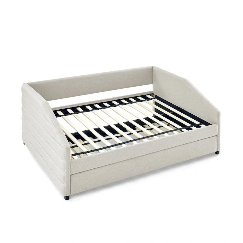 Twin Size Daybed with Two Drawers Upholstered Tufted Sofa Bed