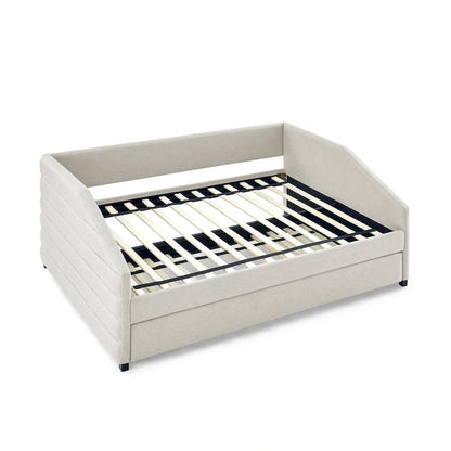 Twin Size Daybed with Two Drawers Upholstered Tufted Sofa Bed