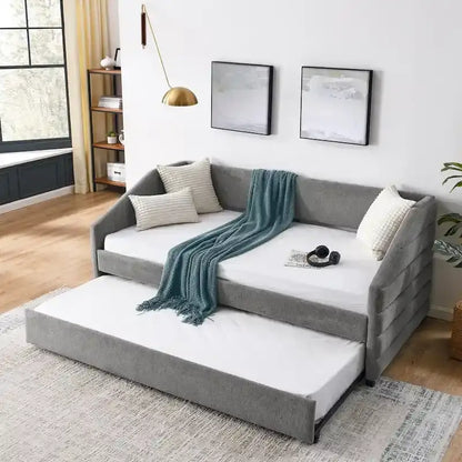 Twin Size Daybed with Two Drawers Upholstered Tufted Sofa Bed