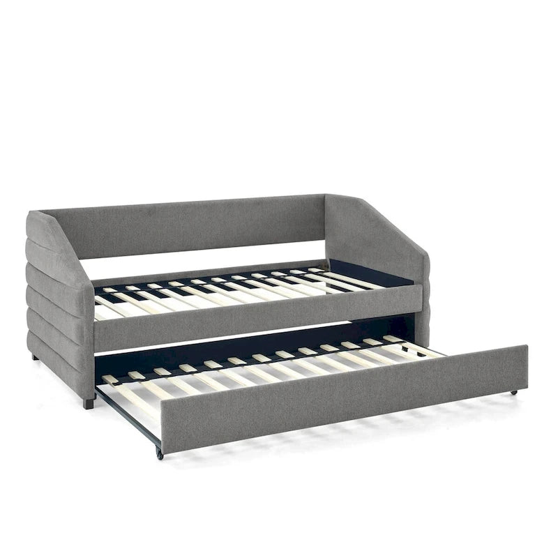 Twin Size Daybed with Two Drawers Upholstered Tufted Sofa Bed