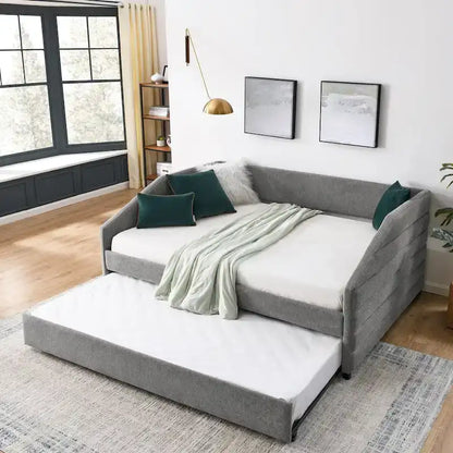 Twin Size Daybed with Two Drawers Upholstered Tufted Sofa Bed