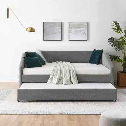 Twin Size Daybed with Two Drawers Upholstered Tufted Sofa Bed