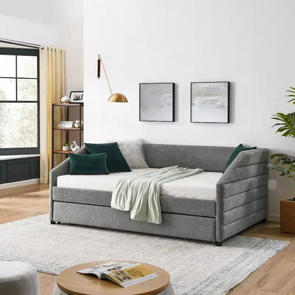Twin Size Daybed with Two Drawers Upholstered Tufted Sofa Bed