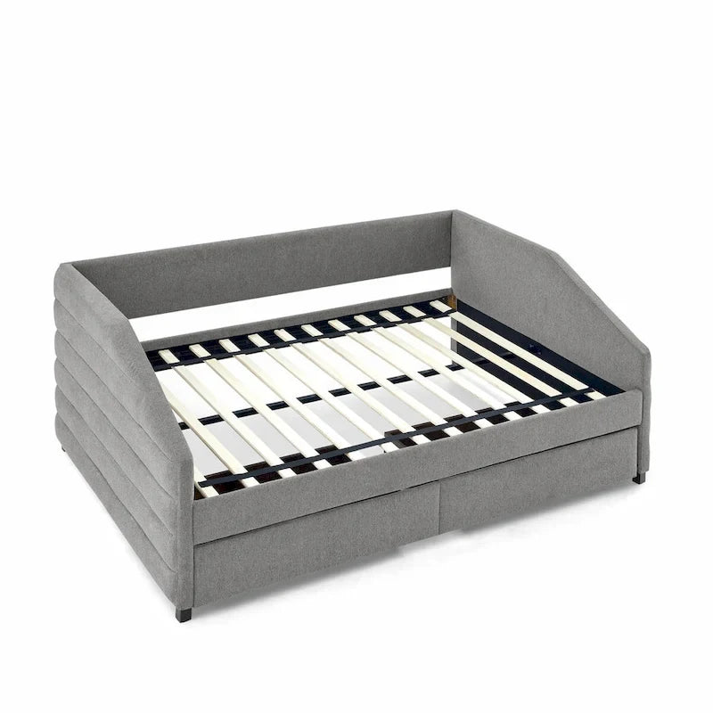 Twin Size Daybed with Two Drawers Upholstered Tufted Sofa Bed