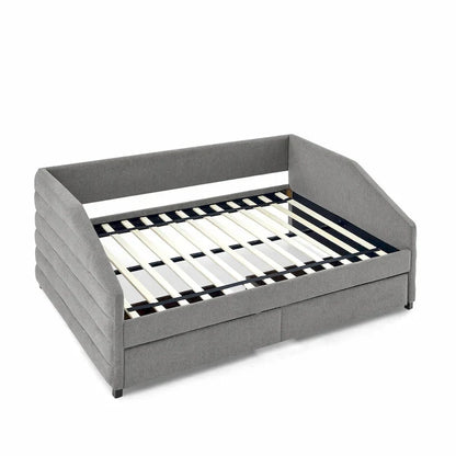 Twin Size Daybed with Two Drawers Upholstered Tufted Sofa Bed