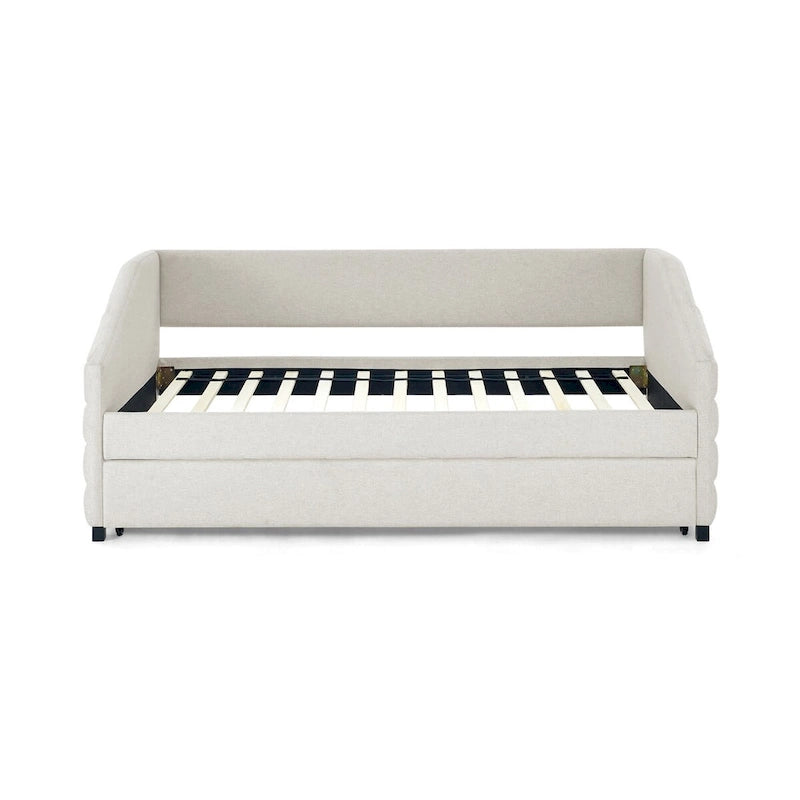 Twin Size Daybed with Two Drawers Upholstered Tufted Sofa Bed