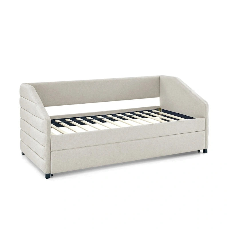Twin Size Daybed with Two Drawers Upholstered Tufted Sofa Bed