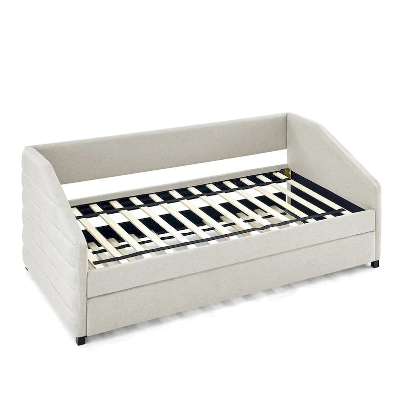 Twin Size Daybed with Two Drawers Upholstered Tufted Sofa Bed
