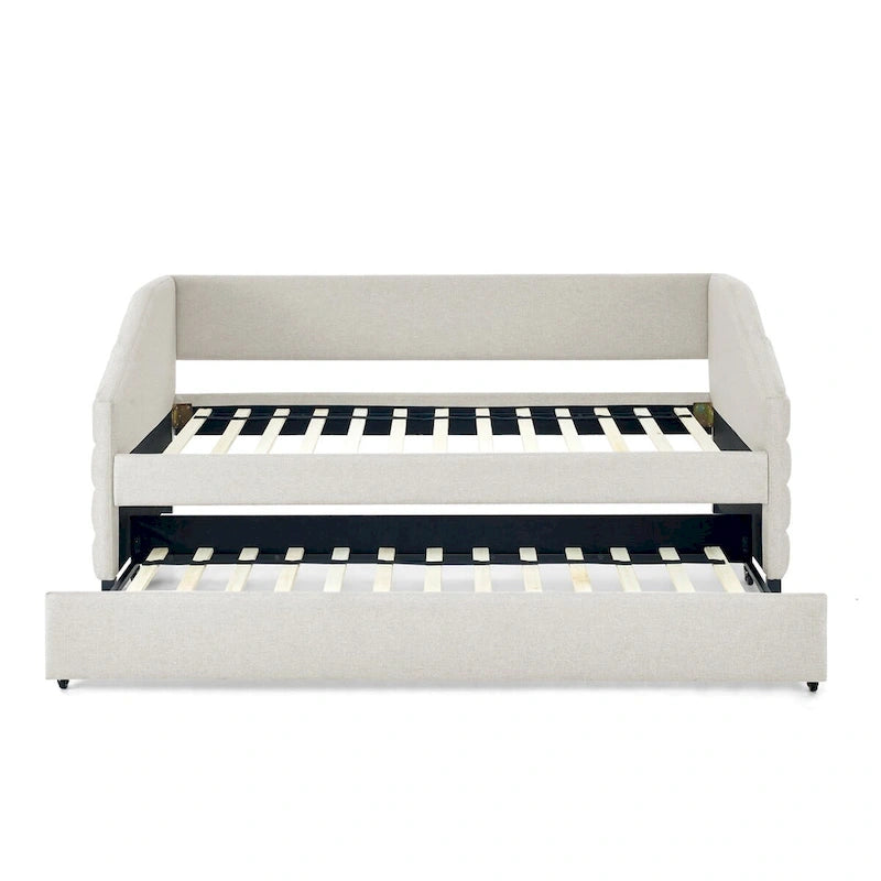 Twin Size Daybed with Two Drawers Upholstered Tufted Sofa Bed