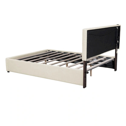 Queen Size Upholstered Bed with Hydraulic Storage System