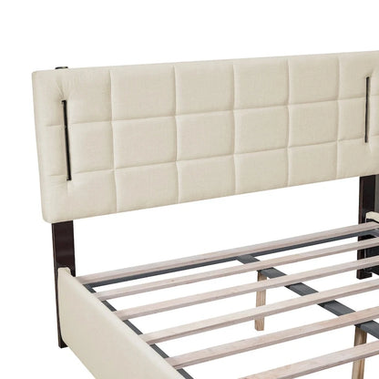 Queen Size Upholstered Bed with Hydraulic Storage System