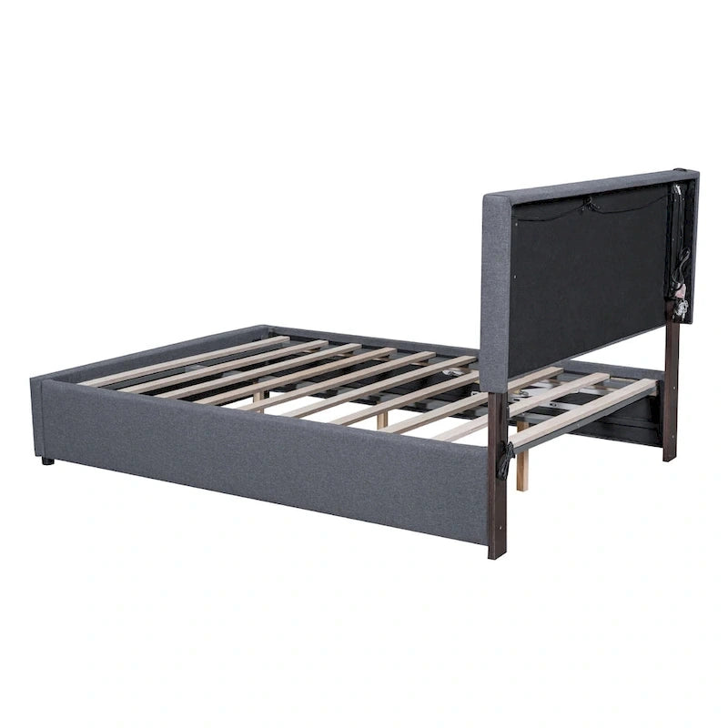 Queen Size Upholstered Bed with Hydraulic Storage System