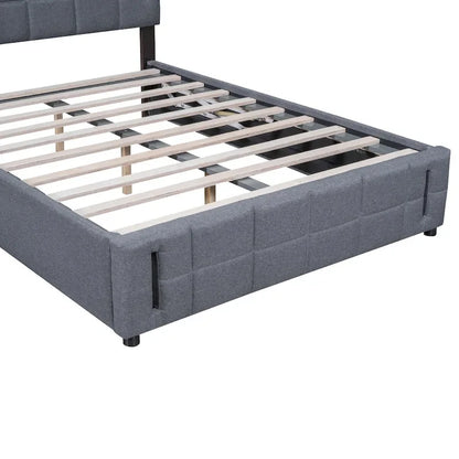 Queen Size Upholstered Bed with Hydraulic Storage System