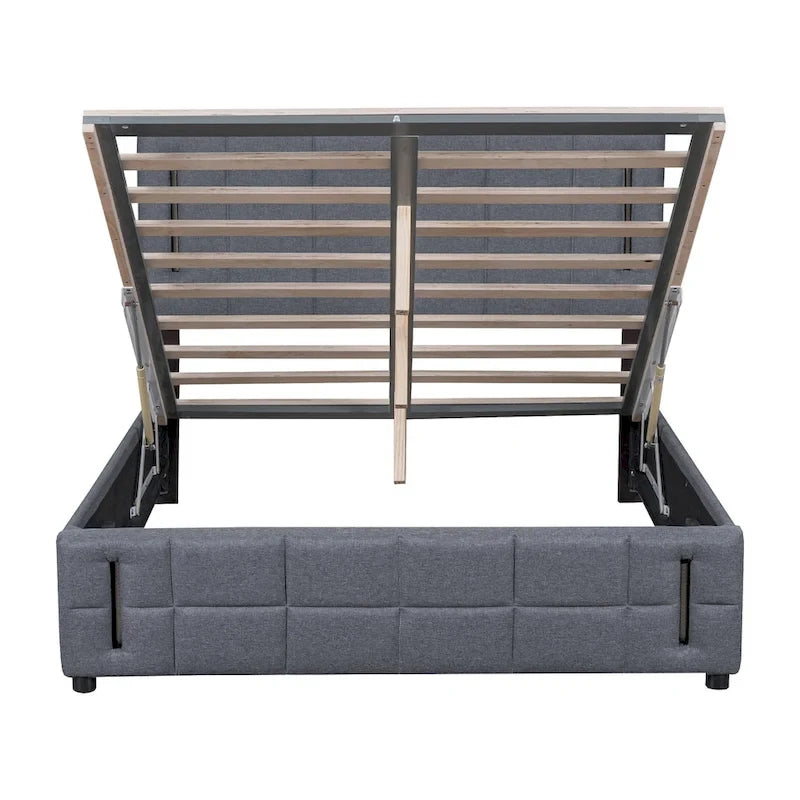 Queen Size Upholstered Bed with Hydraulic Storage System