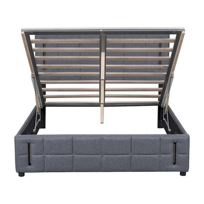 Queen Size Upholstered Bed with Hydraulic Storage System