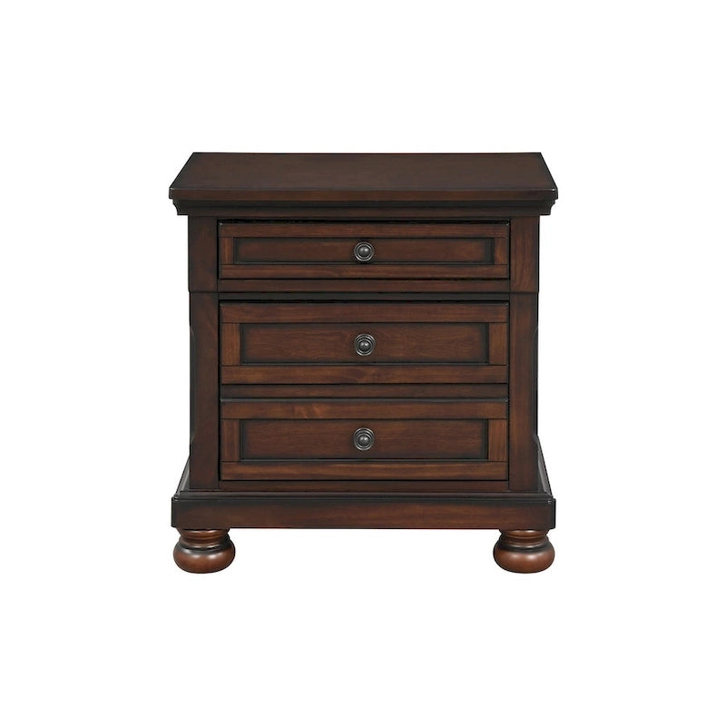 Chelsey 4 Piece Brown Cherry Traditional Storage Sleigh Platform Bedroom Set