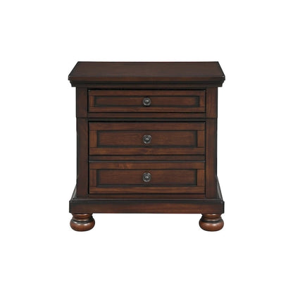 Chelsey 4 Piece Brown Cherry Traditional Storage Sleigh Platform Bedroom Set