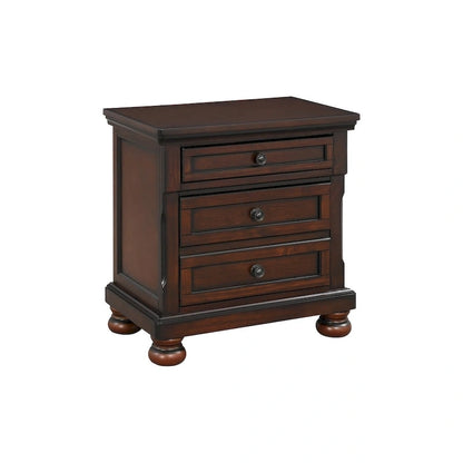 Chelsey 4 Piece Brown Cherry Traditional Storage Sleigh Platform Bedroom Set