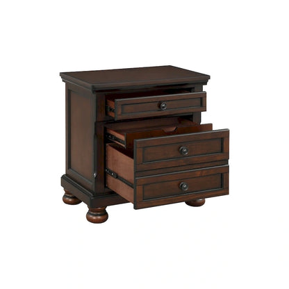 Chelsey 4 Piece Brown Cherry Traditional Storage Sleigh Platform Bedroom Set