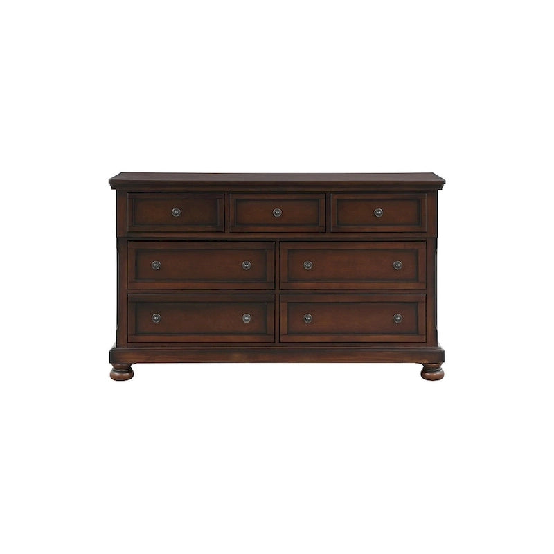 Chelsey 4 Piece Brown Cherry Traditional Storage Sleigh Platform Bedroom Set