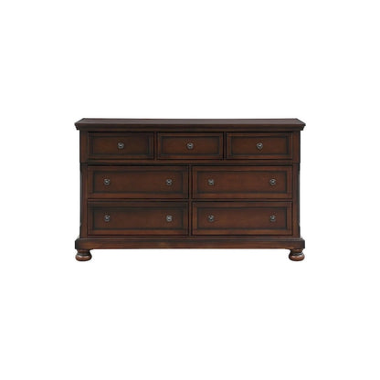 Chelsey 4 Piece Brown Cherry Traditional Storage Sleigh Platform Bedroom Set