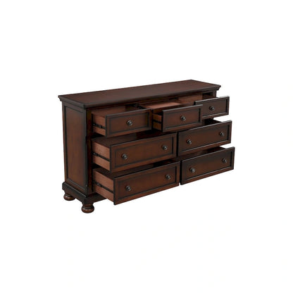 Chelsey 4 Piece Brown Cherry Traditional Storage Sleigh Platform Bedroom Set