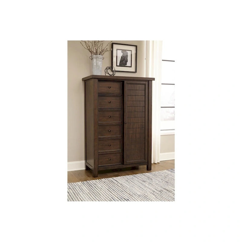 Salma 5 Piece Brown Modern Storage Sleigh Platform Bedroom Set