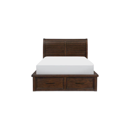 Salma 5 Piece Brown Modern Storage Sleigh Platform Bedroom Set