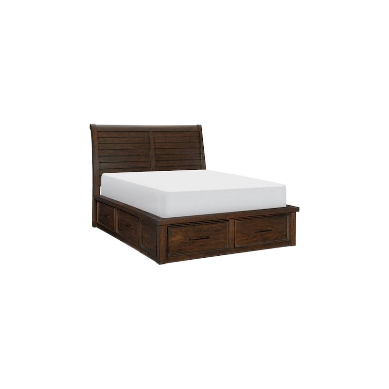 Salma 5 Piece Brown Modern Storage Sleigh Platform Bedroom Set